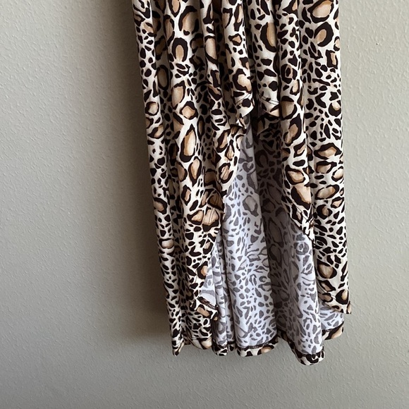 Iman Global Chic Animal Print Leopard High/Low Long Maxi Wrap Dress size L - Picture 5 of 9